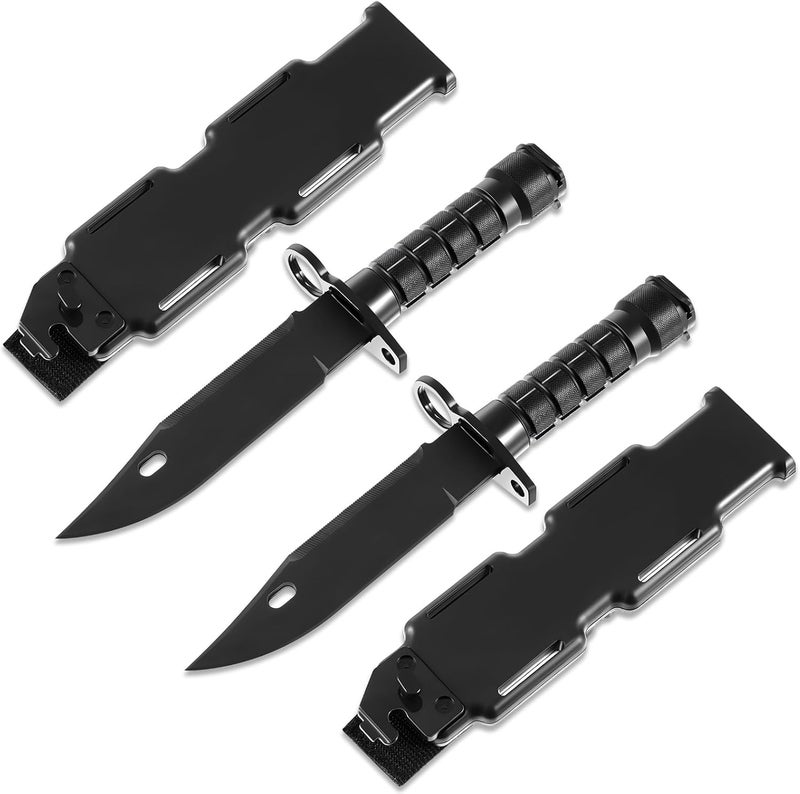 WinnerWhy 2 Pcs Rubber Training Knife with Sheath Dummy Plastic Dagger Flexible Soft Fixed Blade Fake Airsoft Knife Props for Halloween Martial Arts Cosplay Tactical Practice - Image 1